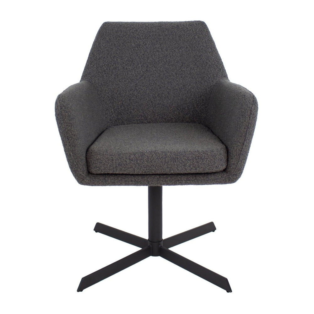 Fauteuil pivotant en boucle gris foncé avec accoudoirs confortables | NOVA - Designix
