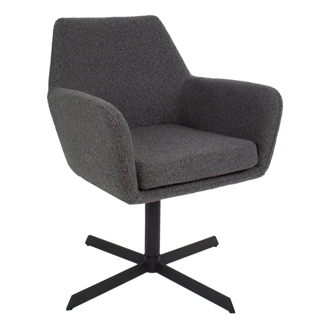 Fauteuil pivotant en boucle gris foncé avec accoudoirs confortables | NOVA - Designix