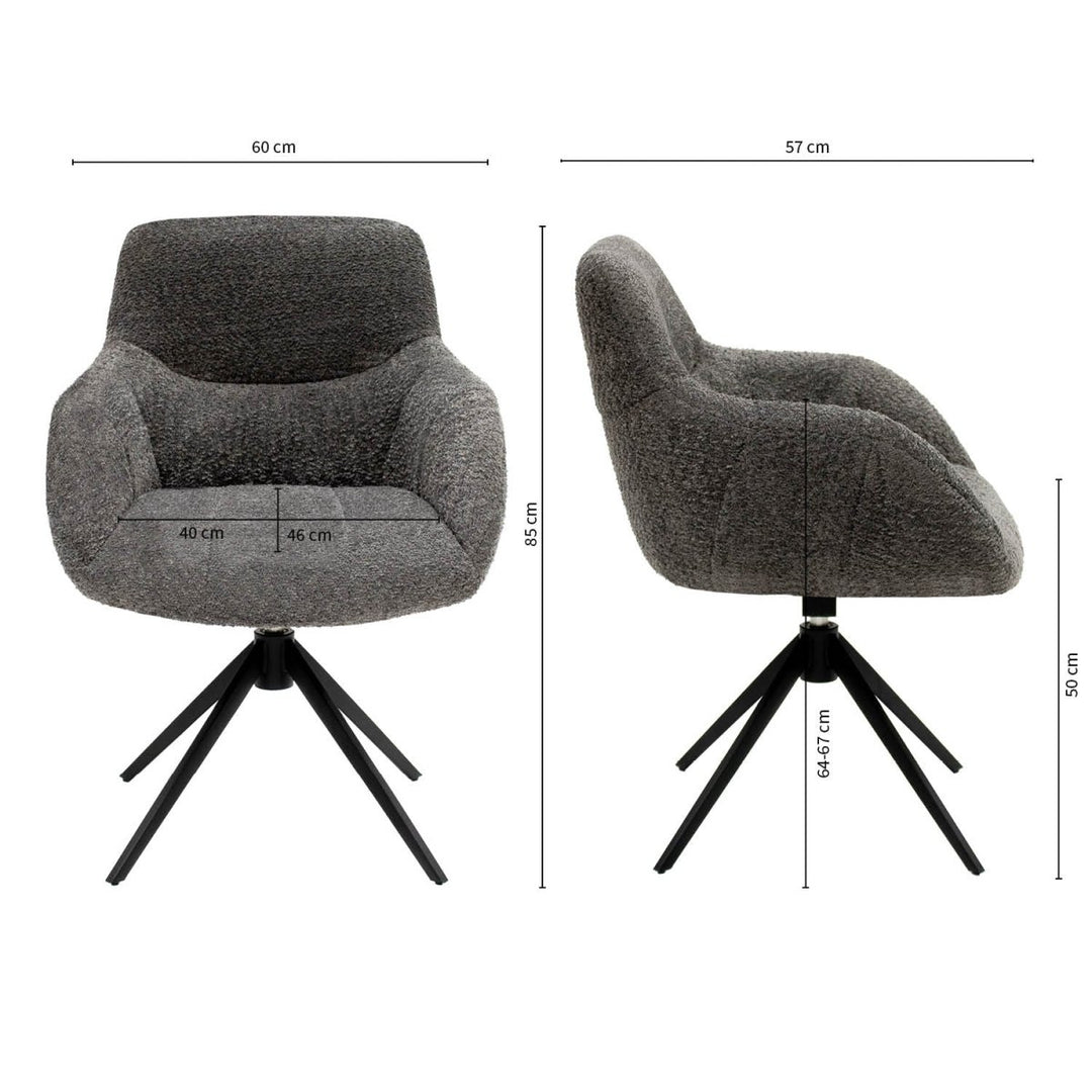Fauteuil Pivotant Gris Foncé Bouclé Confort | ZEVO - Designix