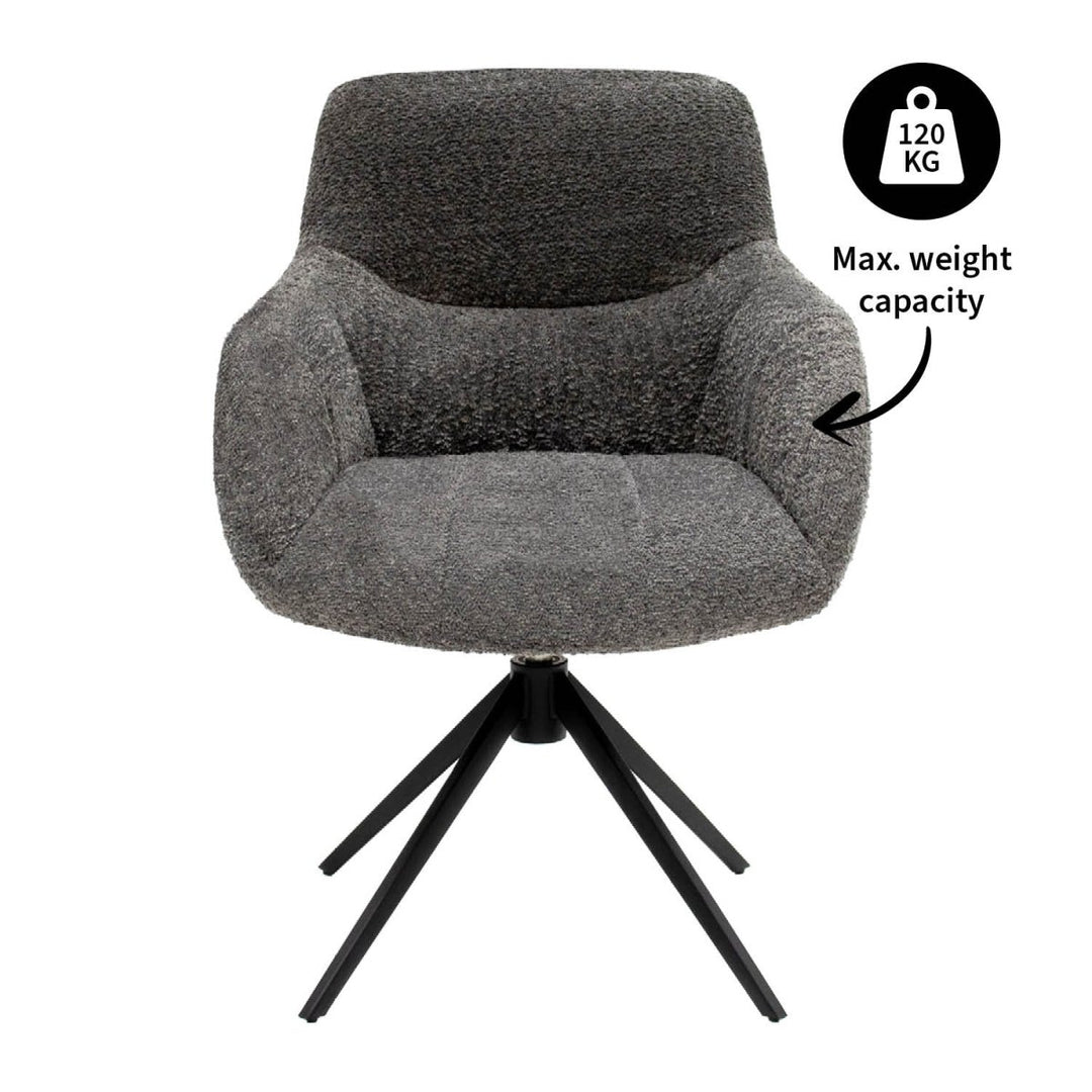 Fauteuil Pivotant Gris Foncé Bouclé Confort | ZEVO - Designix