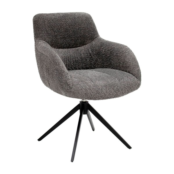 Fauteuil Pivotant Gris Foncé Bouclé Confort | ZEVO