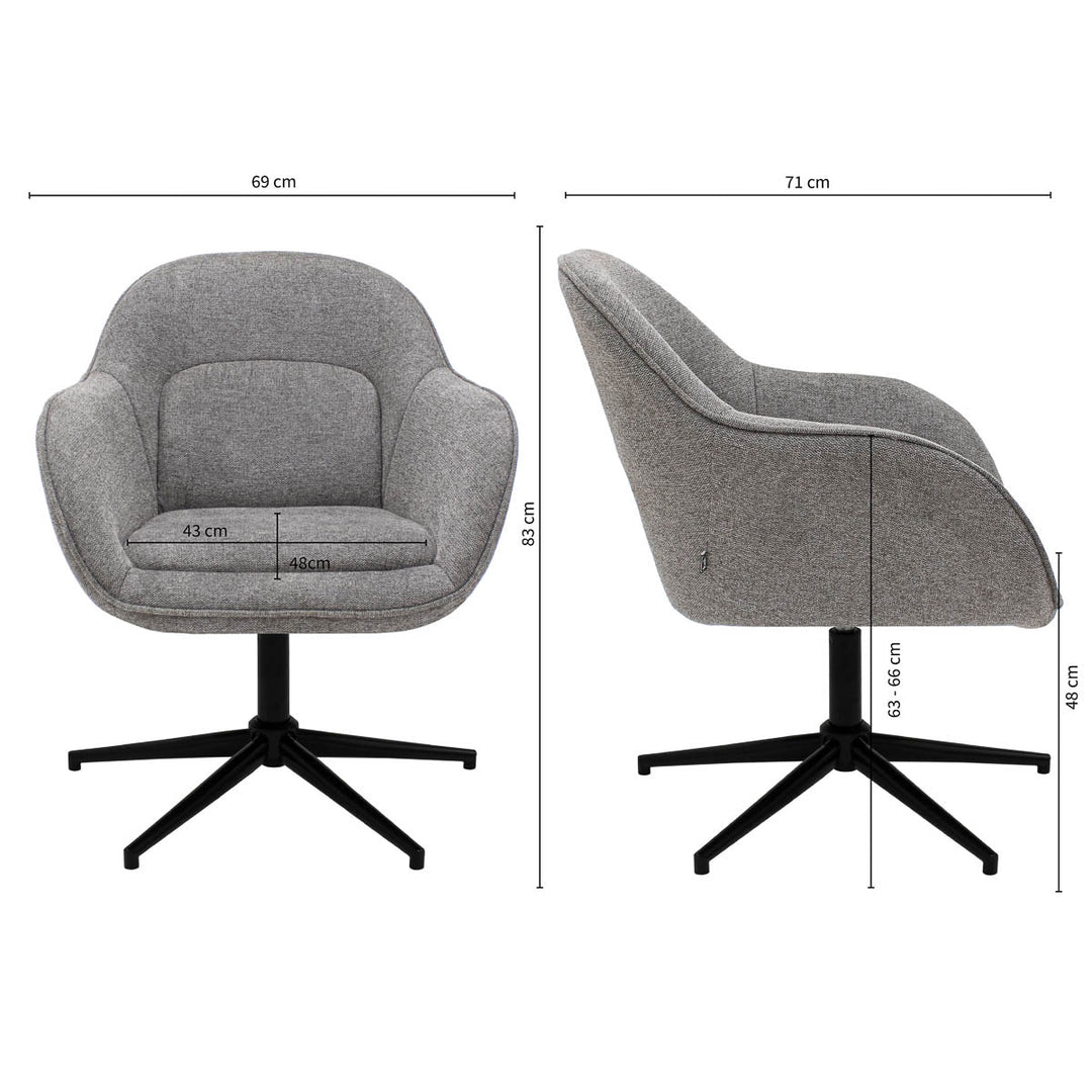Fauteuil Pivotant Gris Foncé, Confort et Soutien Lombaire | LUXA - Designix