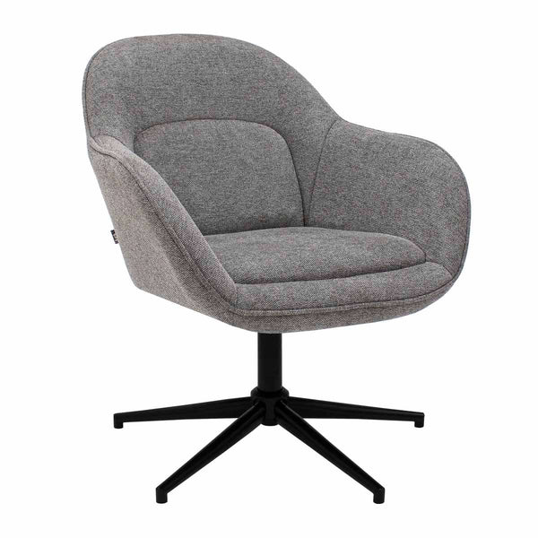 Fauteuil Pivotant Gris Foncé, Tissu Texturé, Assise Et Dossier Rembourrés | LUXA