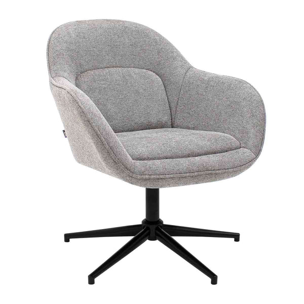 Fauteuil Pivotant Gris Texturé Confortable Avec Rembourrage Doux | VELA