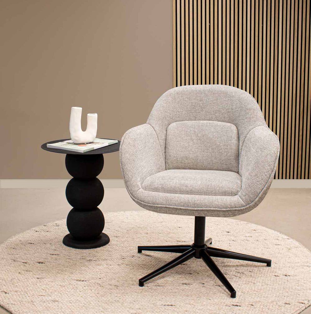 Fauteuil Pivotant Gris Texturé Confortable Avec Rembourrage Doux | VELA - Designix