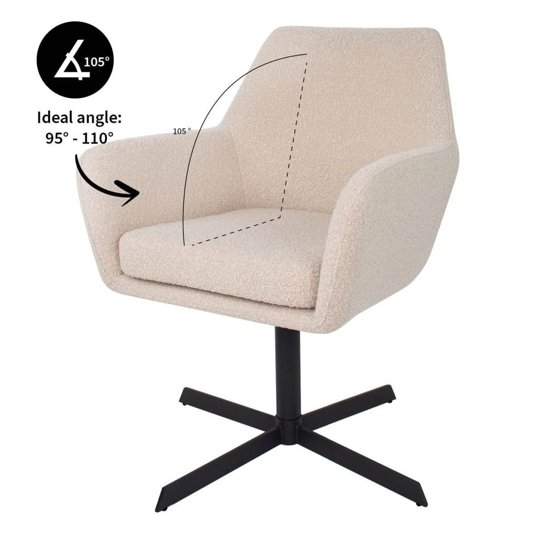 Fauteuil Pivotant Viktor Boucle Beige Avec Accoudoirs Confortables | LUMA - Designix
