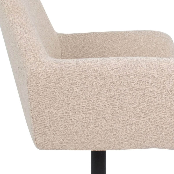 Fauteuil Pivotant Viktor Boucle Beige Avec Accoudoirs Confortables | LUMA - Designix