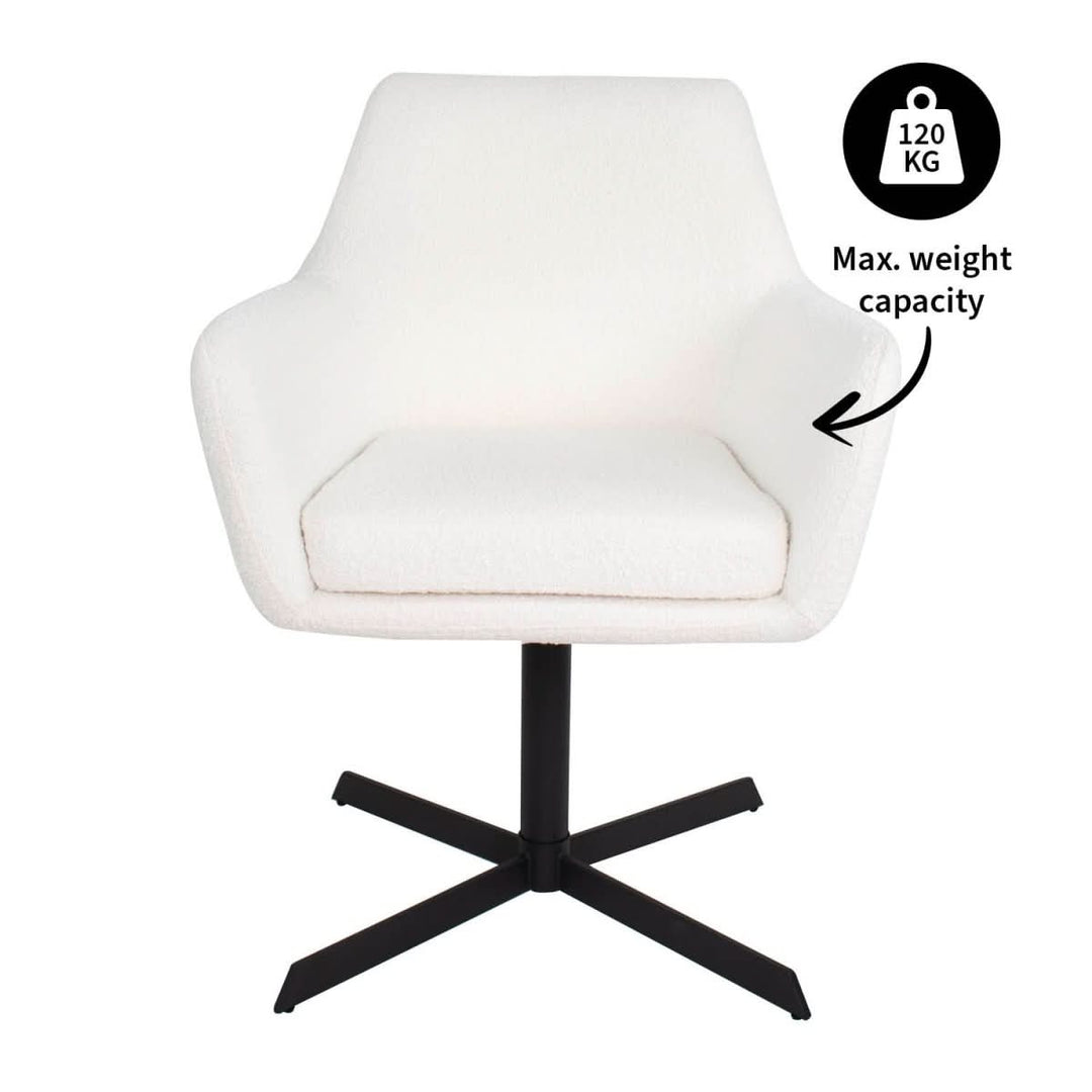 Fauteuil Pivotant Viktor Boucle Blanc Confort Rotatif Moderne | NOVA - Designix