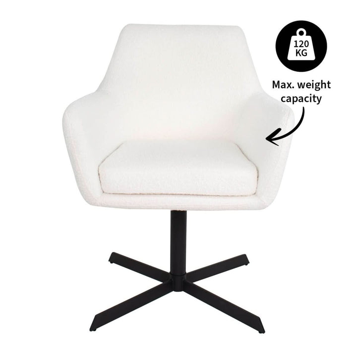 Fauteuil Pivotant Viktor Boucle Blanc Confort Rotatif Moderne | NOVA - Designix