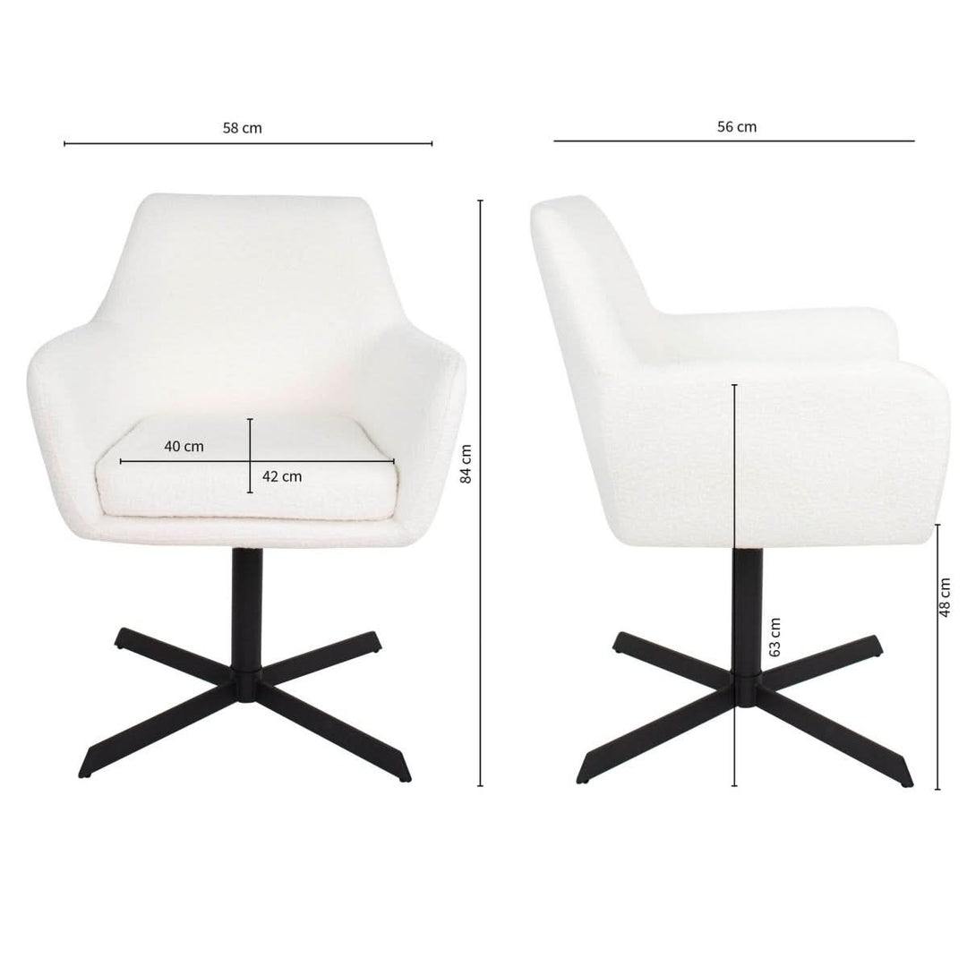 Fauteuil Pivotant Viktor Boucle Blanc Confort Rotatif Moderne | NOVA - Designix