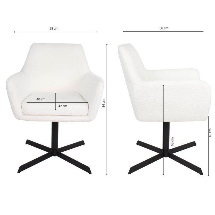 Fauteuil Pivotant Viktor Boucle Blanc Confort Rotatif Moderne | NOVA - Designix