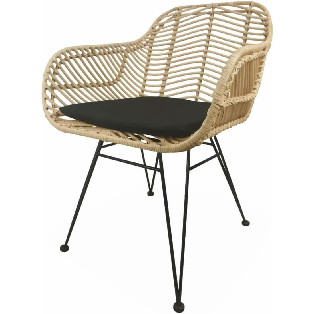 Fauteuil Rotin Métal Noir | Vif