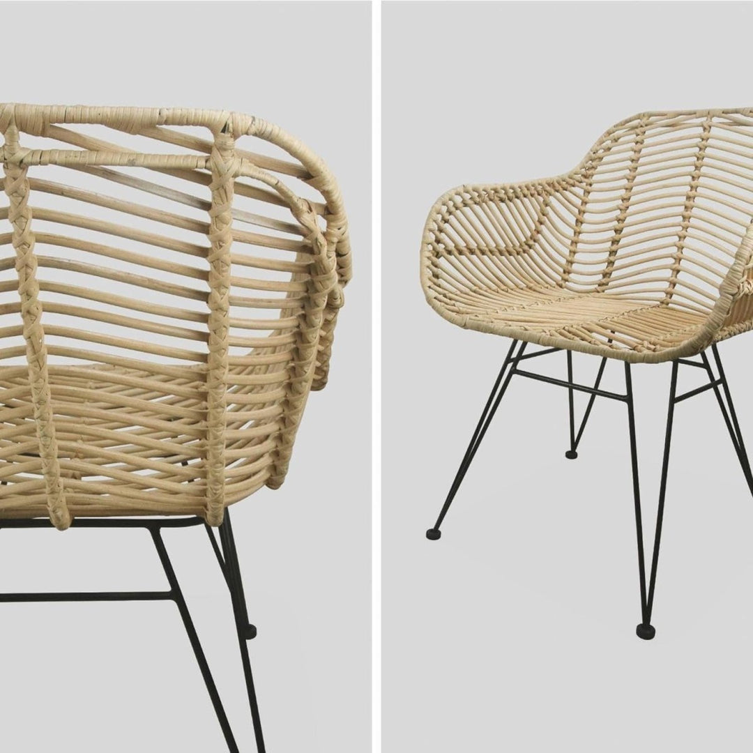 Fauteuil Rotin Métal Noir | Vif - Designix Fauteuil