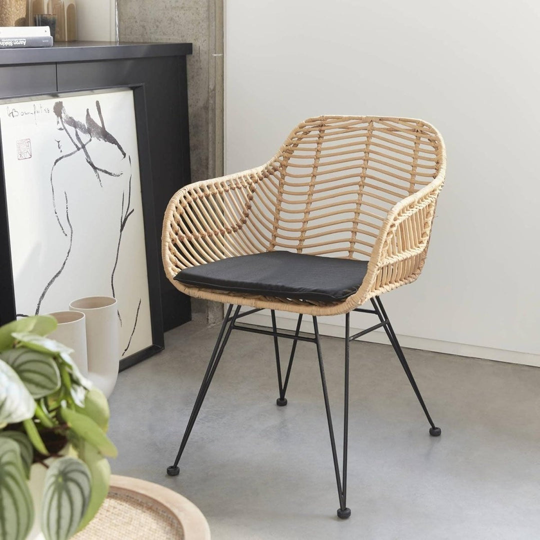 Fauteuil Rotin Métal Noir | Vif - Designix Fauteuil