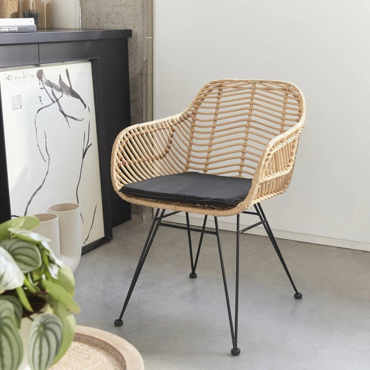 Fauteuil Rotin Métal Noir | Vif - Designix Fauteuil