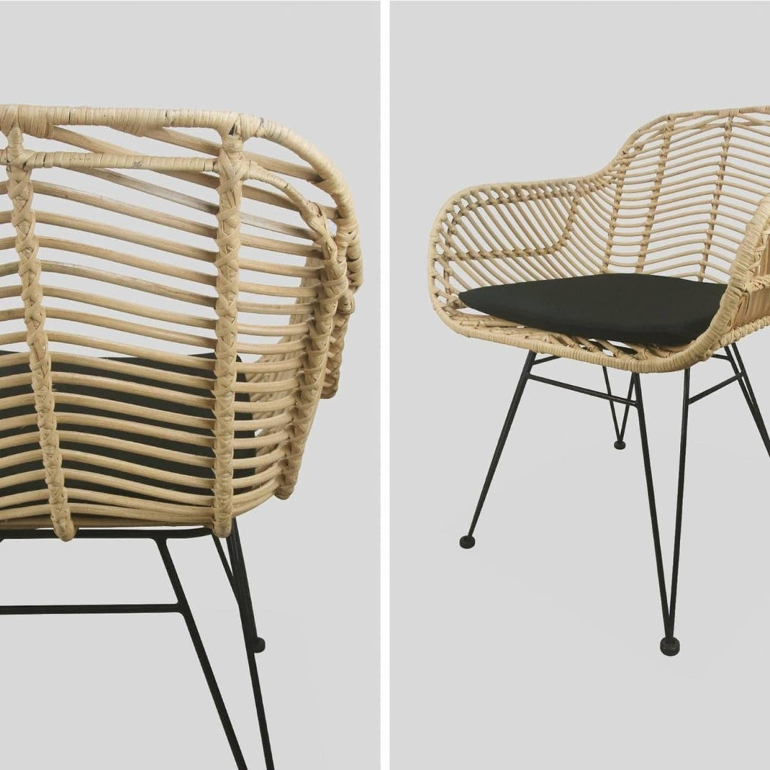 Fauteuil Rotin Métal Noir | Vif - Designix Fauteuil