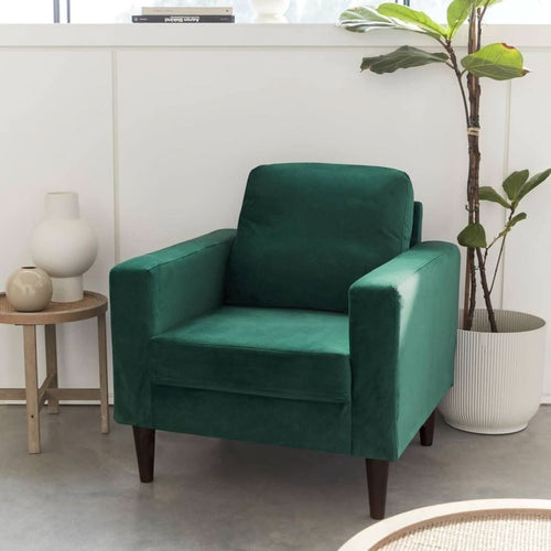 Fauteuil Scandinave Velours Vert | Icône
