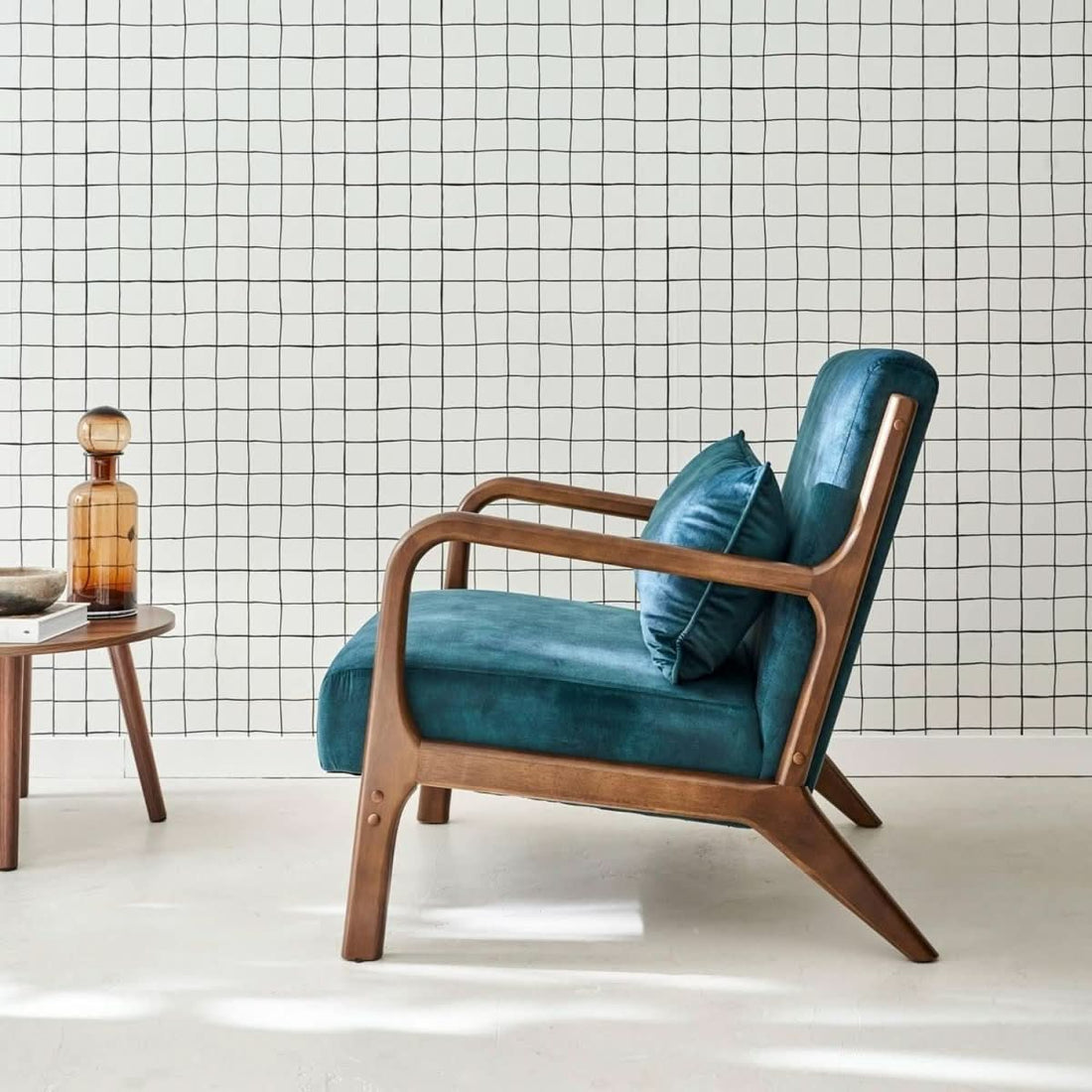 Fauteuil Velours Bleu Scandinave | Knit