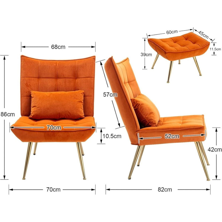 Fauteuil Velours Orange Avec Repose - pieds | Jumbo - Designix Fauteuil Orange