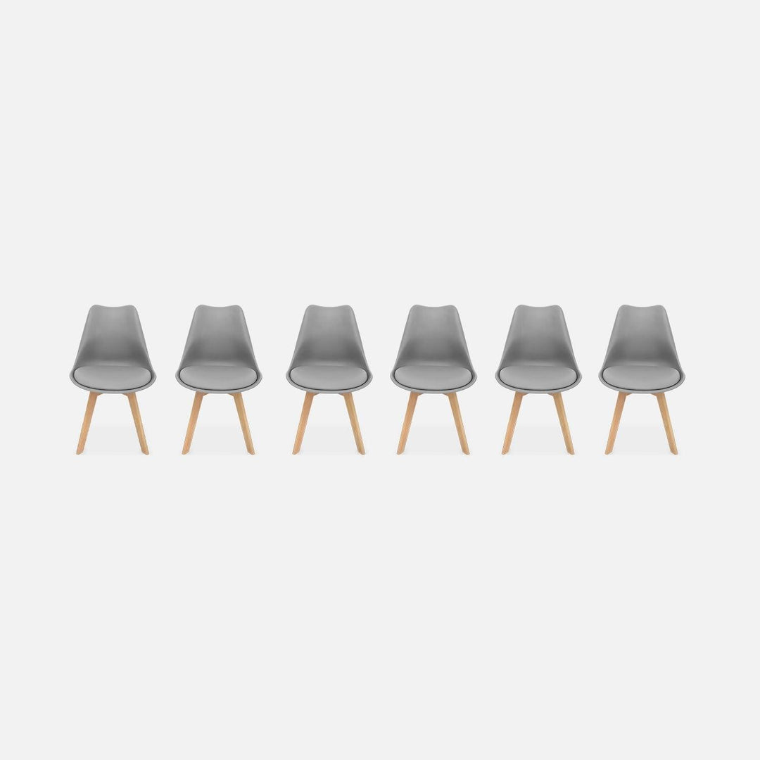 Alice'S Home - Lot De 6 Chaises Scandinaves. Pieds Bois De Hêtre. Chaises 1 Place. Gris | Designix - Amazon    - https://designix.fr/