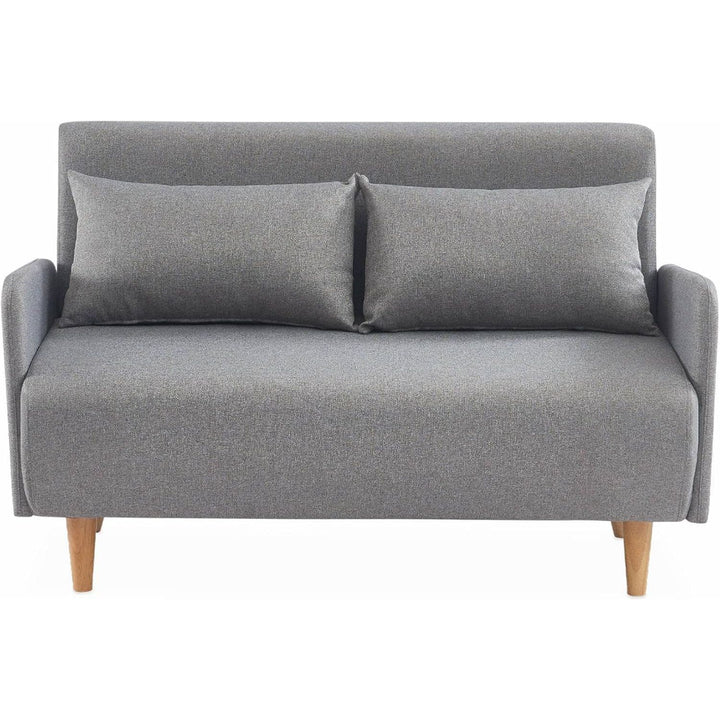 Alice'S Home - Canapé Convertible En Tissu - Panam - 2 Places Scandinave. Pieds Bois Clair. Gris Clair. Banquette. Dossier Inclinable | Designix -     - https://designix.fr/