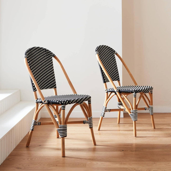 Alice'S Home - Lot De 2 Chaises Empilables Bistrot En Rotin Et Polyrotin Noir Et Blanc. L 48 X P 58 X H 90Cm | Designix - Amazon    - https://designix.fr/