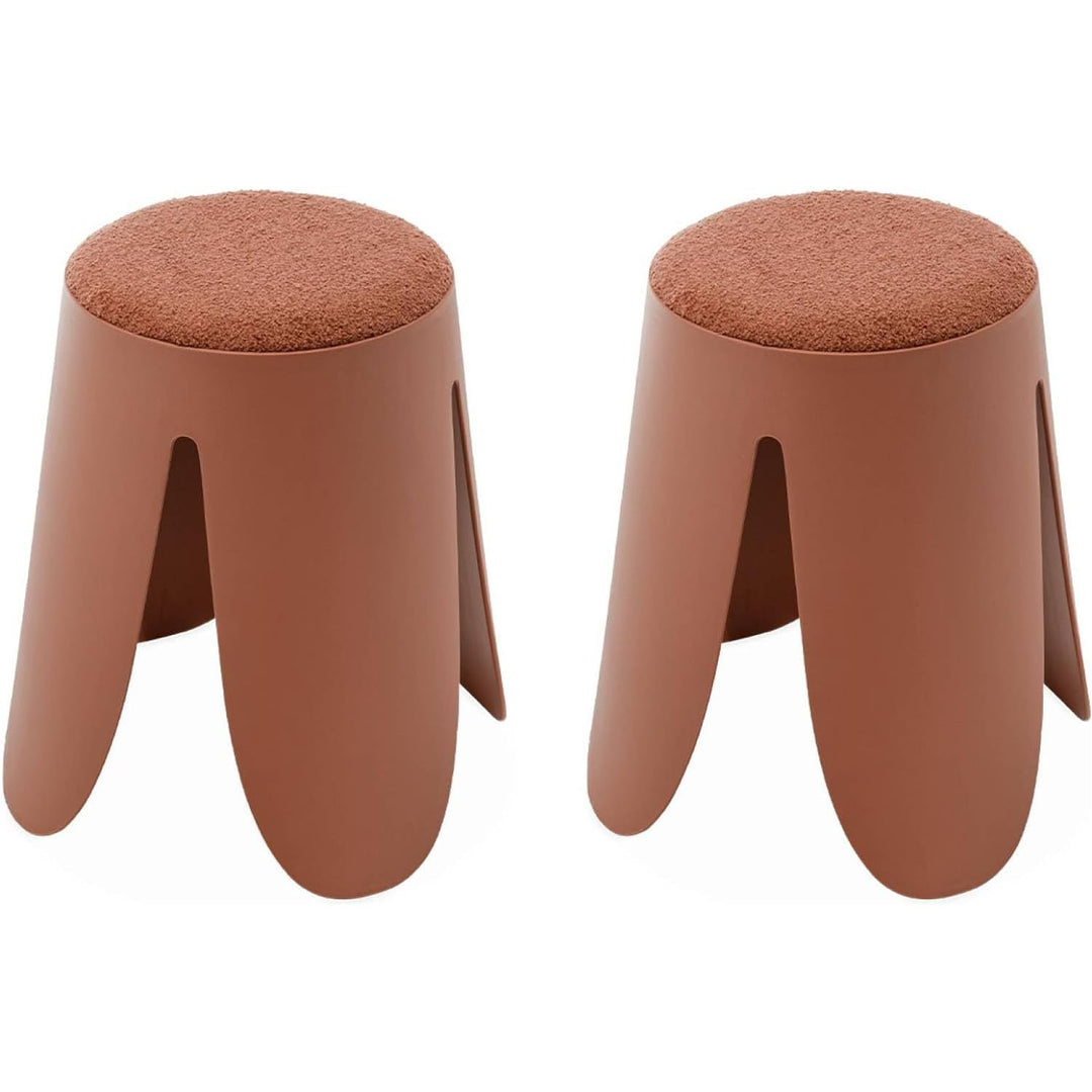 Alice'S Home - Set De 2 Tabourets Empilables Terracotta. Bouclette Texturée. Niki. Ø30 / 44 X H46Cm | Designix - Amazon    - https://designix.fr/