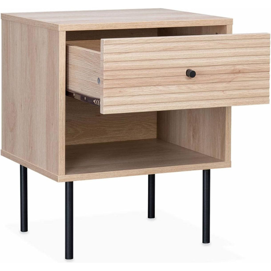 Alice'S Home - Table De Chevet. Braga. Un Tiroir. Un Espace De Rangement. L 45 X L 39.5 X H 55.5Cm | Designix - Amazon    - https://designix.fr/