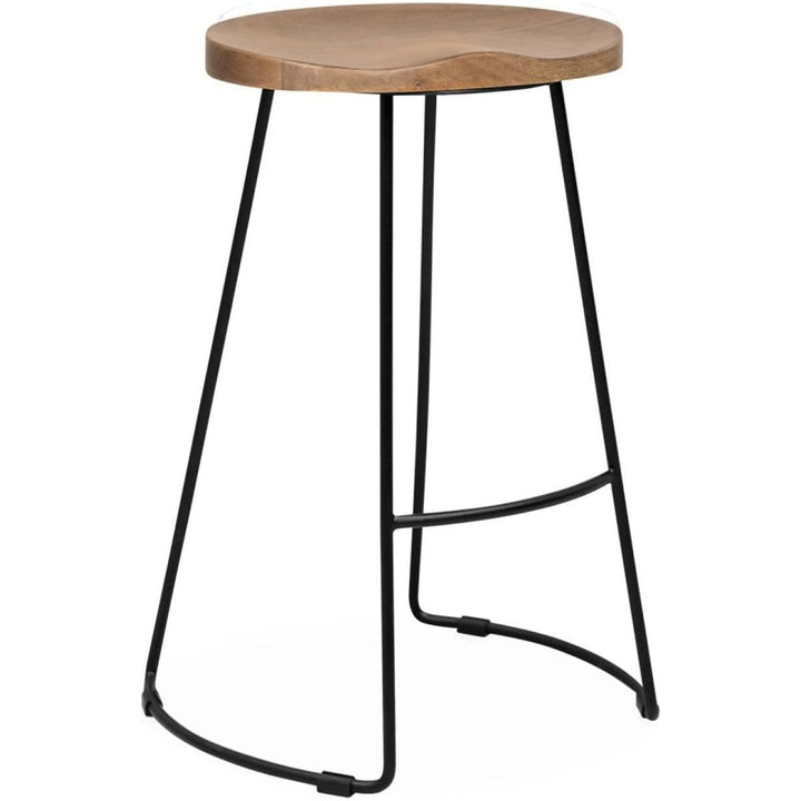 Alice'S Home - Lot De 2 Tabourets De Bars Bois De Manguier Naturel Et Acier. Avec Repose Pieds. 65Cm | Designix - Amazon    - https://designix.fr/