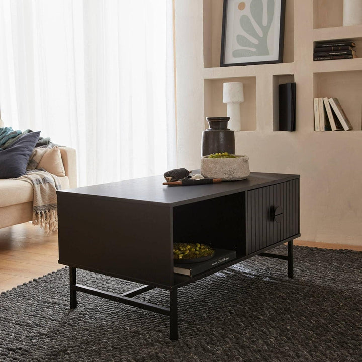 Alice'S Home - Table Basse. Bazalt. Un Tioir. Deux Espaces De Rangement. L 100 X L 59 X H 50.2Cm | Designix - Amazon    - https://designix.fr/