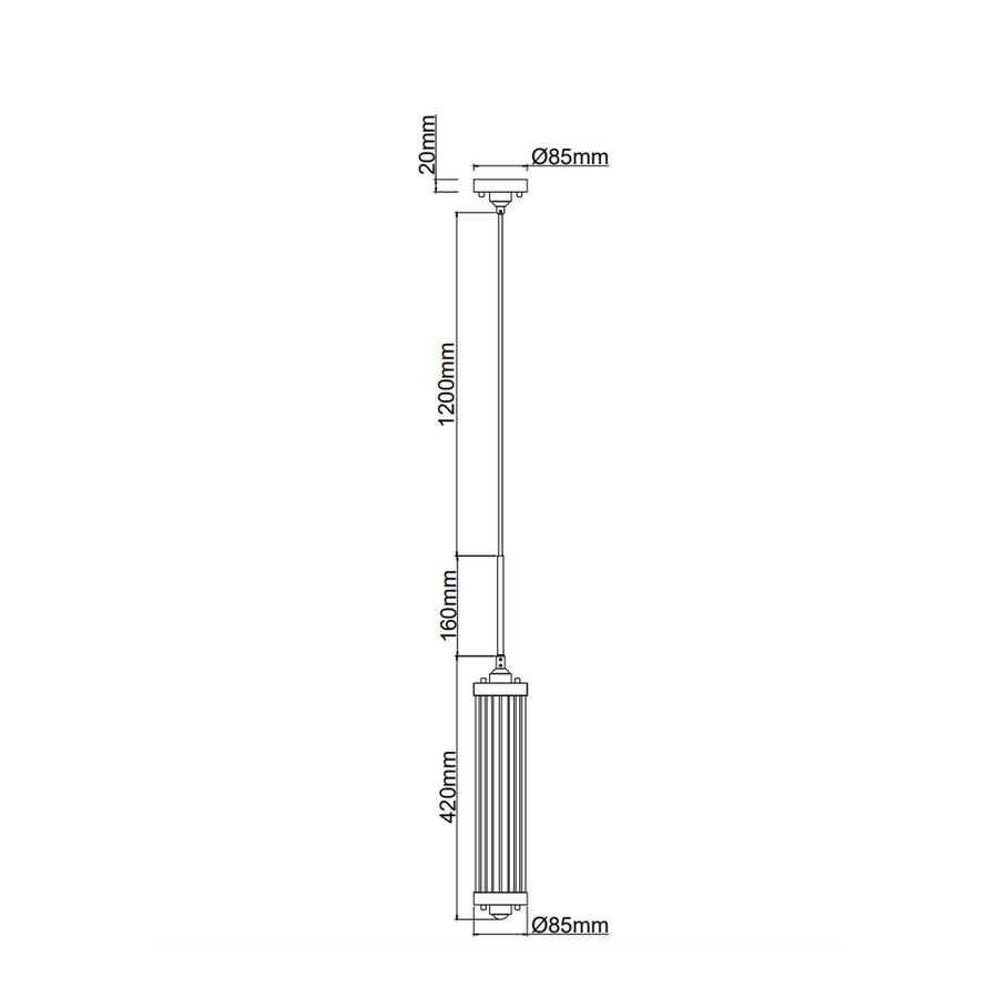 Suspension Fiatto I noire, verre