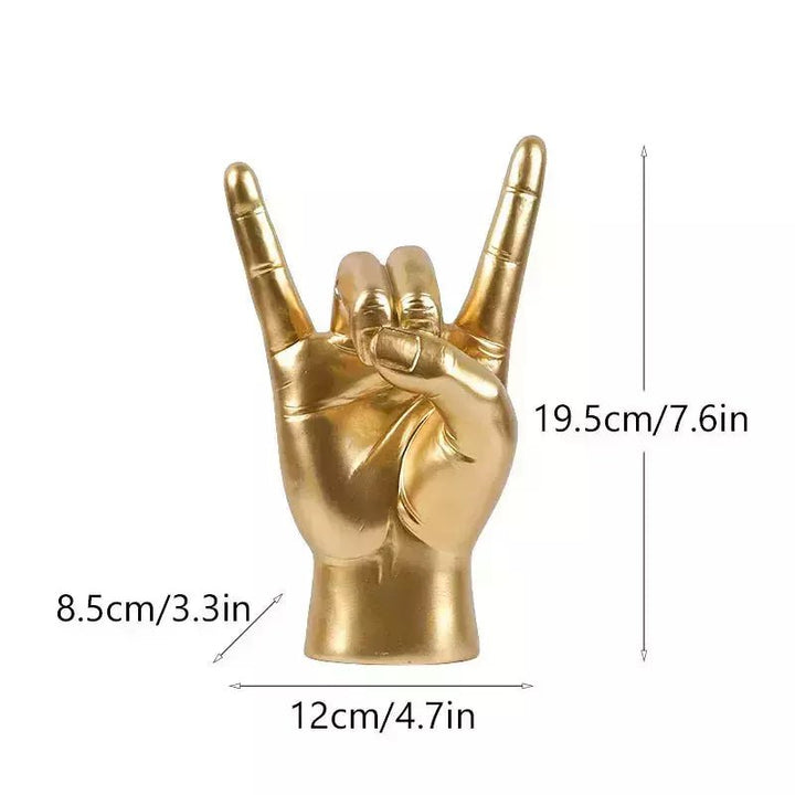 Figurine Main Cornes Résine | Ago - Designix Statuette Main Droite Dorée