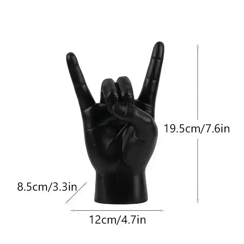 Figurine Main Cornes Résine | Ago - Designix Statuette Main Droite Noire