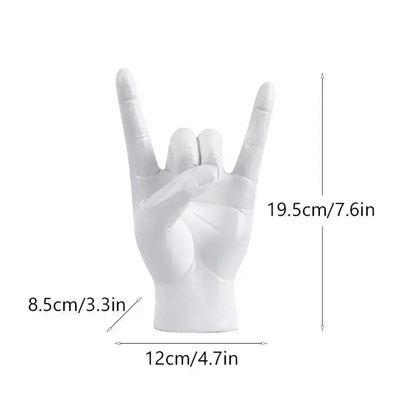 Figurine Main Cornes Résine | Ago - Designix Statuette Main Gauche Blanche