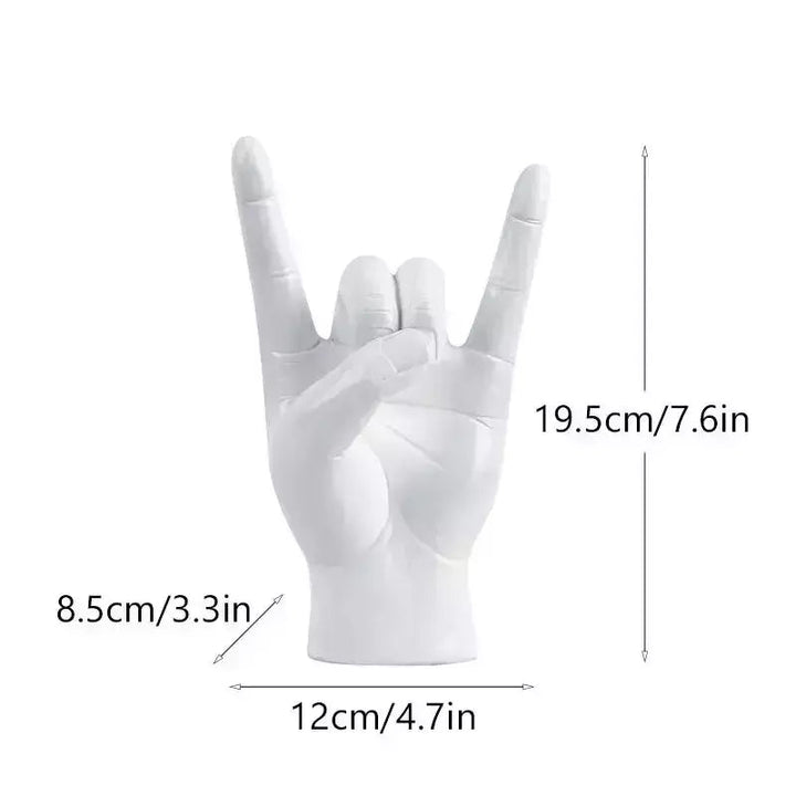 Figurine Main Cornes Résine | Ago - Designix Statuette Main Gauche Blanche