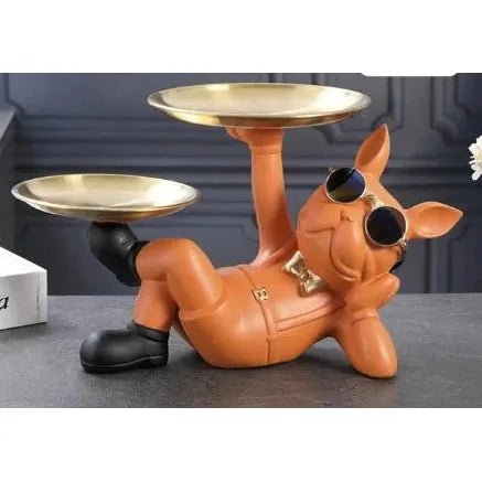 Figurines Animales Bulldog Résine | Yola - Designix Vide poche Orange