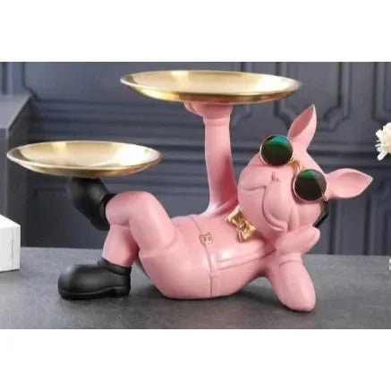 Figurines Animales Bulldog Résine | Yola - Designix Vide poche Rose