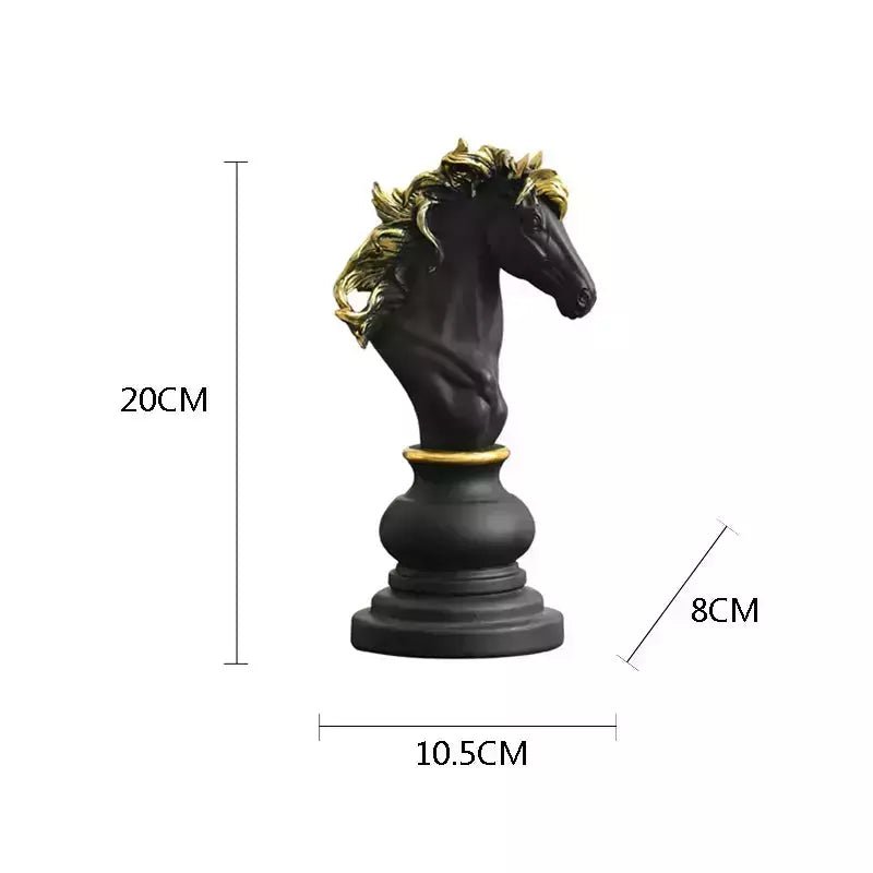 Figurines Échecs Résine Modernes | Kano - Designix Statuette Cheval Noir