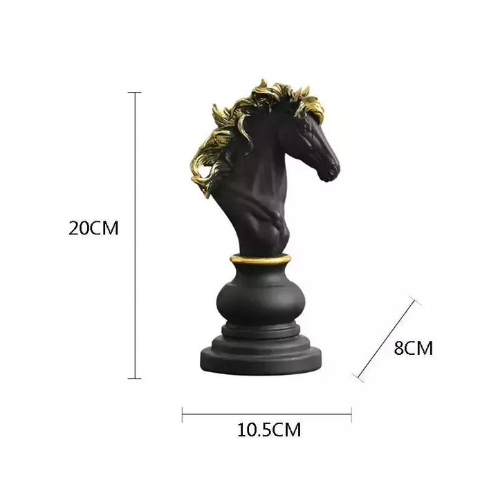 Figurines Échecs Résine Modernes | Kano - Designix Statuette Cheval Noir