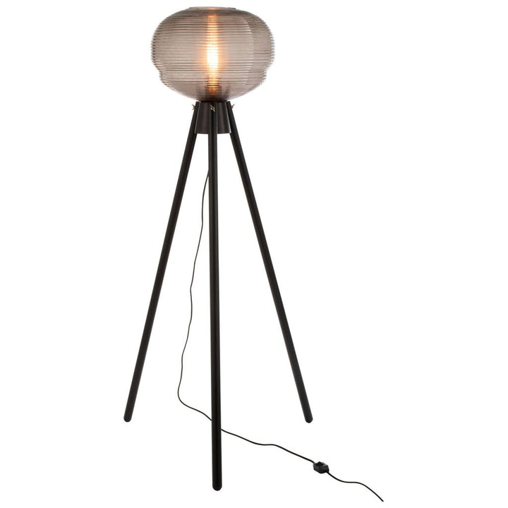 Lampe sur pied Teri trépied verre/bois gris/noir | Designix -     - https://designix.fr