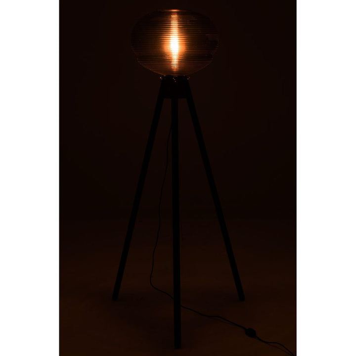 Lampe sur pied Teri trépied verre/bois gris/noir | Designix -     - https://designix.fr