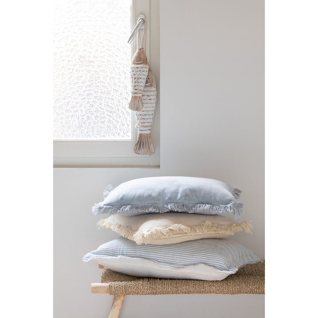 Frange Coussin Velours Beige - Designix