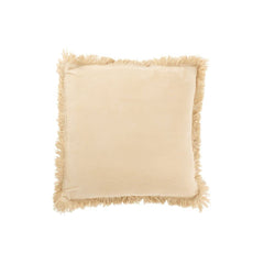 Frange Coussin Velours Beige