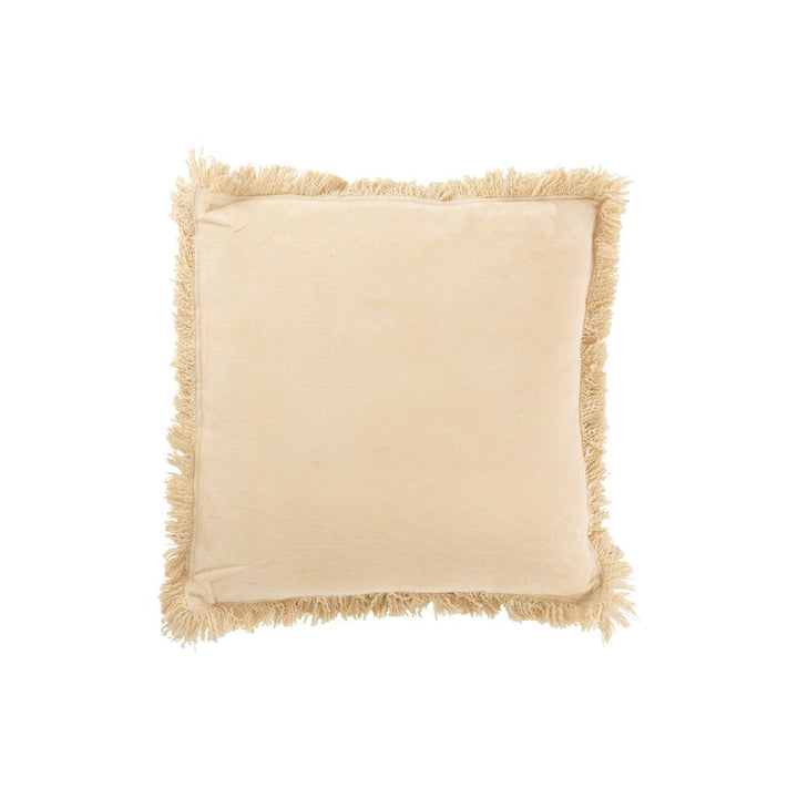 Frange Coussin Velours Beige - Designix