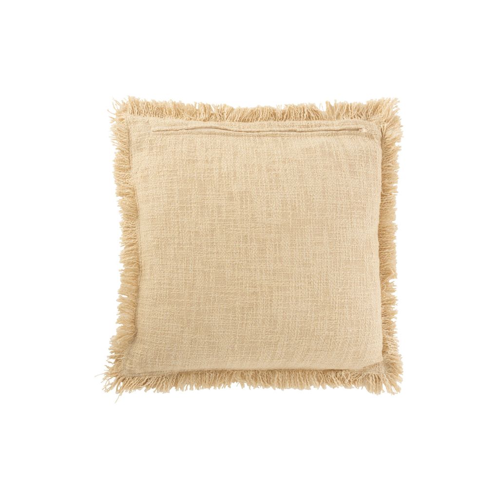 Frange Coussin Velours Beige - Designix