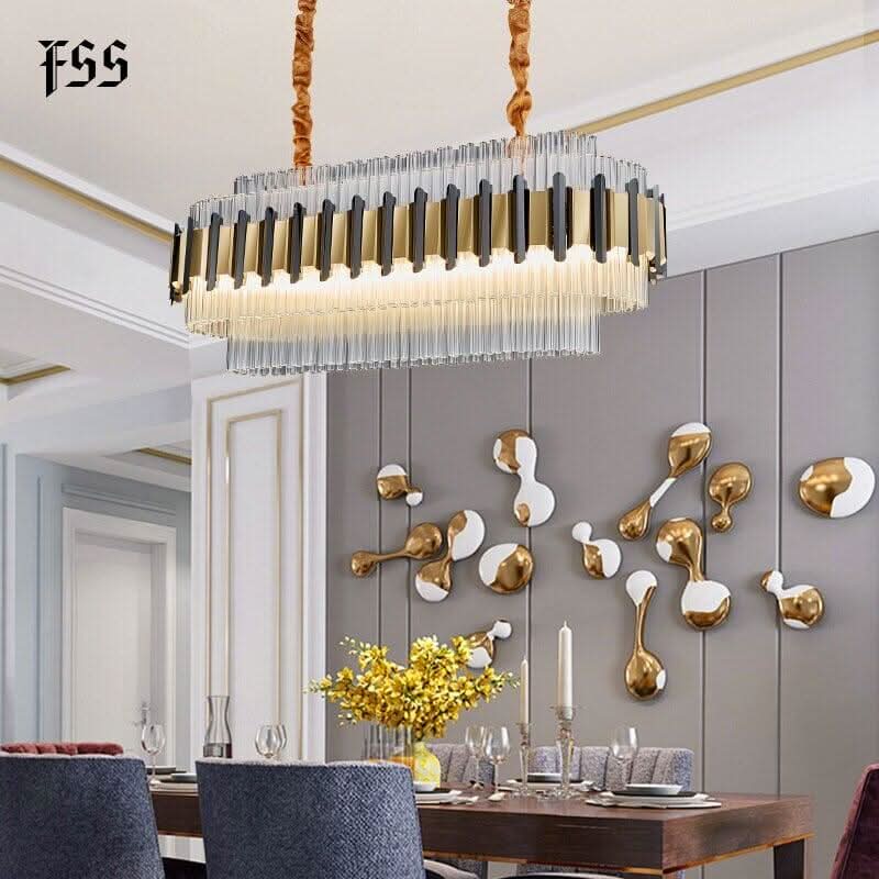 Fss Modern Luxury Rectangular Design Chandelier Lighting LED Lamp AC110V 220V Dinning Room Living Room Hanging Round Lights | Designix - 0 - https://designix.fr/