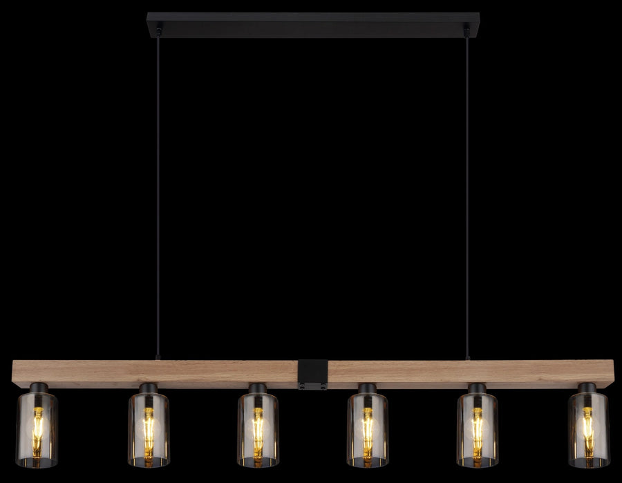 Suspension Hadera noire mat, L 140 cm