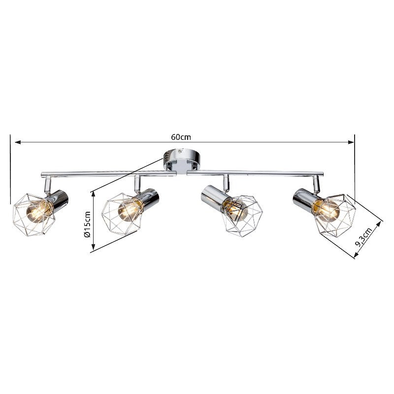 Spot 4 lumières chromé