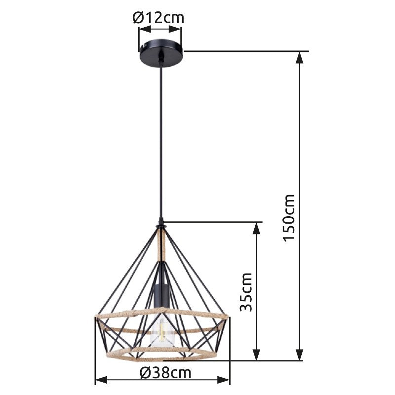Suspension Ulleu noire, H 150 cm
