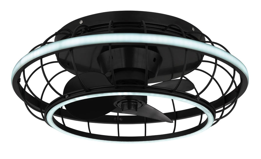 Ventilateur de plafond lumineux Linay noir mat